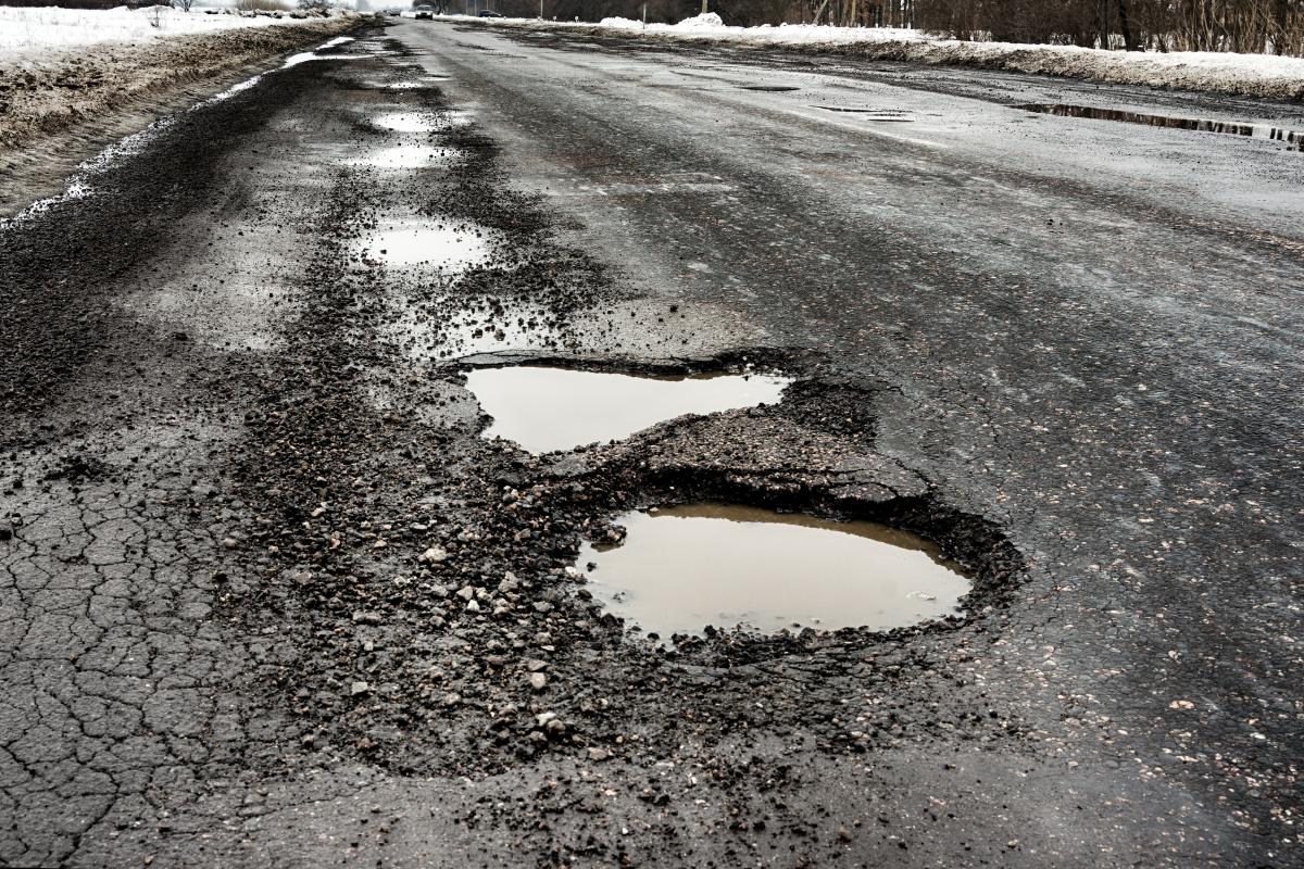 Potholes in roadway