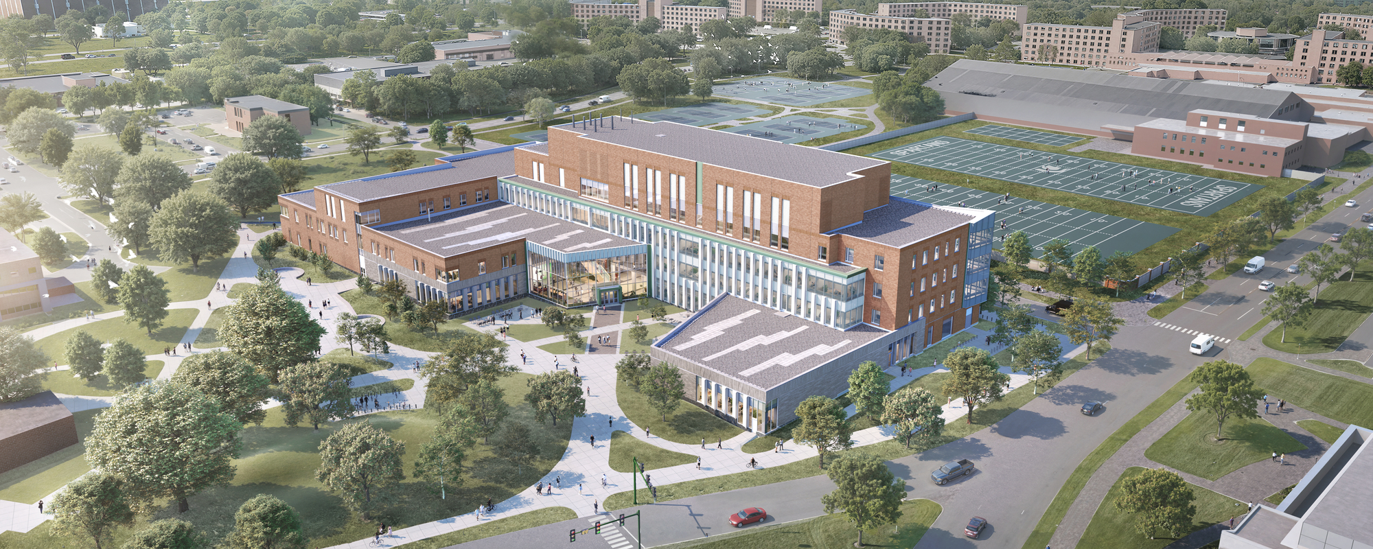 Rendering of the Leinweber Center for Engineering