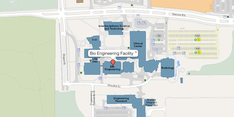 MSU Interactive map showing the Department of Biomedical Engineering building