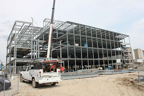 Construction on the  Bio Engineering Facility Building Frame 
