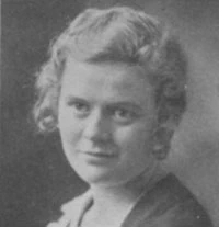 Old black and white professional headshot of Ethel V. Lyon