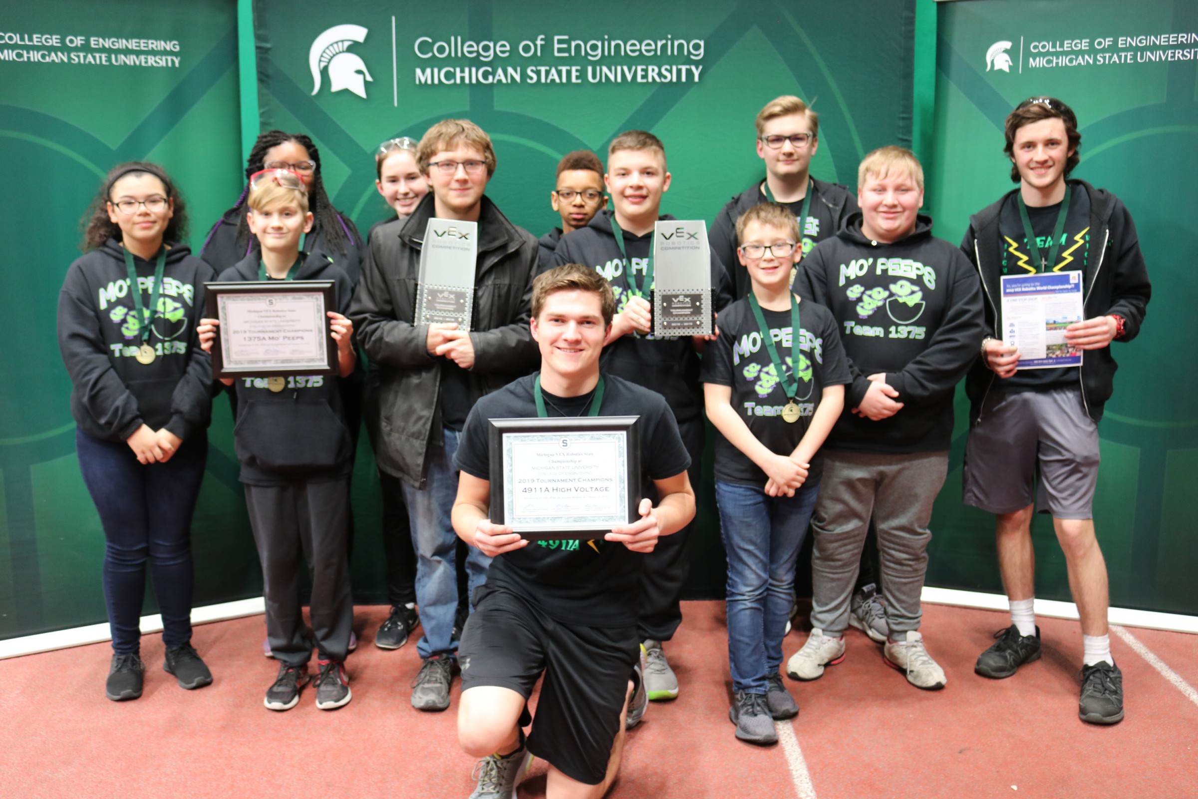High Voltage of Niles and Mo Peeps of Flint are headed to VEX world games in April as co-tournament champions from Michigan.