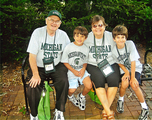 Three generations of the Miller family are Spartan loyal. Pat, Max, Dee, and Michael enjoyed Grandparents University a few years ago.