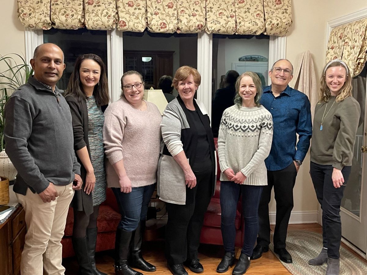 The HeardAI team includes scholars, students, and community members representing diverse backgrounds, including (from left): Nihar Mahapatra, Jia Bin, Caryn Herring, Anne Marie Ryan, Megan Arney (project manager), J. Scott Yaruss, and Hope Gerlach-Houck. Photo courtesy Caryn Herring. 