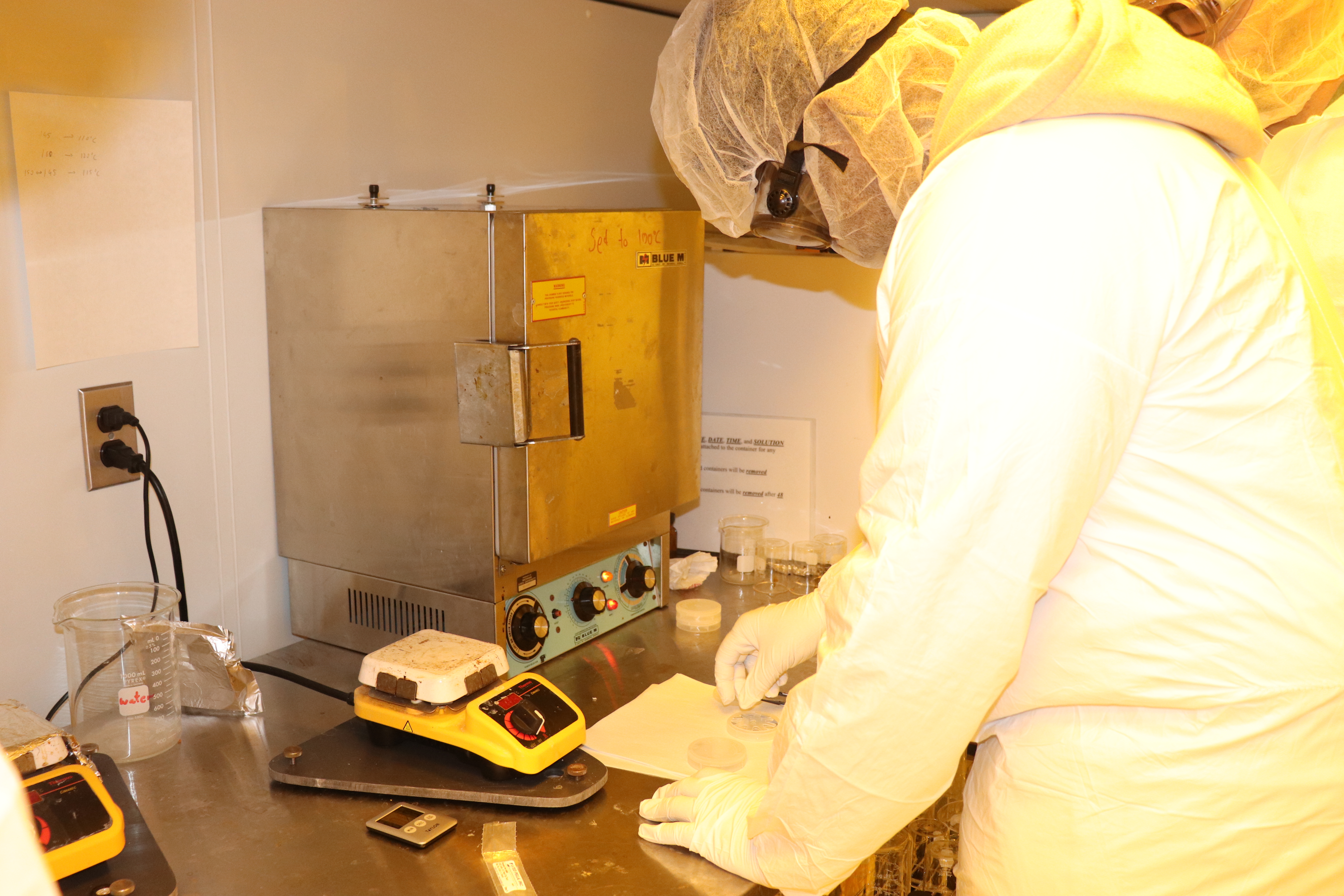 Ninth graders worked in a clean room at Semiconductor Camp