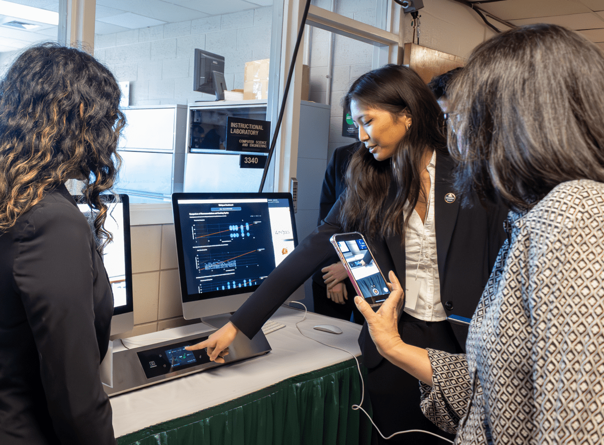 Students presenting capstone project at April 2024 Design Day