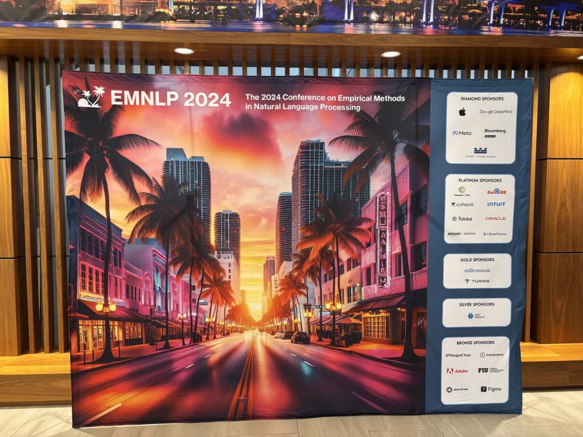 Welcome sign from the 2024 Conference on Empirical Methods in Natural Language Processing (EMNLP).