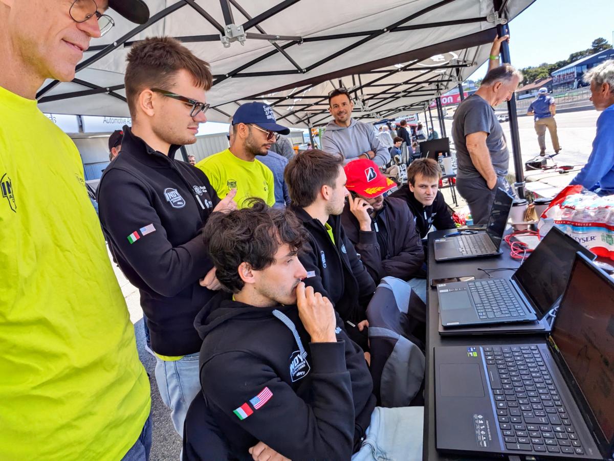 Team Polimove-MSU working during the race at WeatherTech Raceway Laguna Seca.