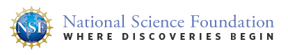 National Science Foundation logo with the subheading saying Where discoveries begin. A blue world with a pattern spike graphic behind the world with the text NSF on it 