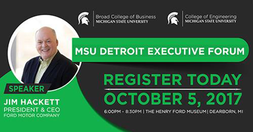 Ford CEO Jim Hackett joins long list of corporate leaders to offer keynote address at Detroit Executive Forum.