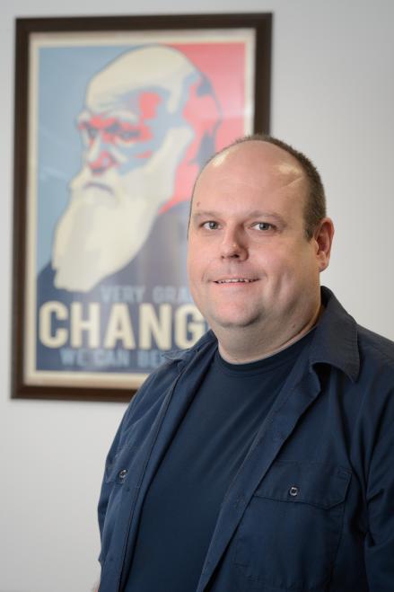 Arend Hintze is an assistant professor in the Departments of Integrative Biology and Computer Science and Engineering. Photo by G.L. Kohuth, MSUToday.