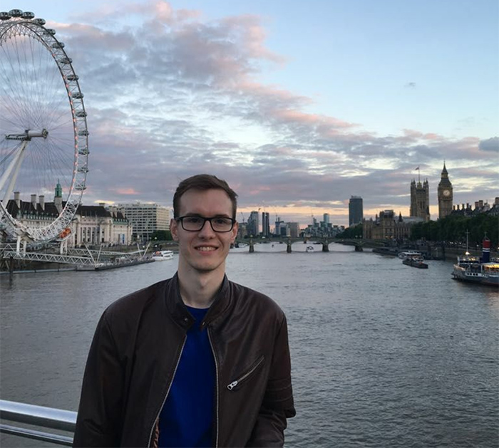 Philipp Waeltermann will lead Engineering graduates into the Breslin Center arena on Saturday carrying the Engineering banner. He is a senior in mechanical engineering.
