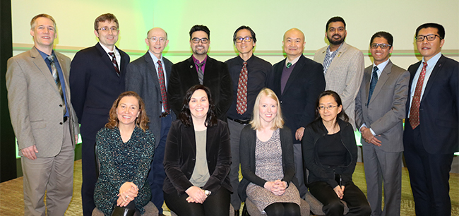 The 2019 Engineering Awards went to (back, left) Brian Feeny, Christopher Saffron, R. Mark Worden, Nelson Sepulveda, Eric Torng, Wei Liao, Mahmoodul Haq, Yadu Pokhrel, Alex Liu and (front) Sebnem Onsay, Meagan Kroll, Lindsay Naylor, and Christina Chan.