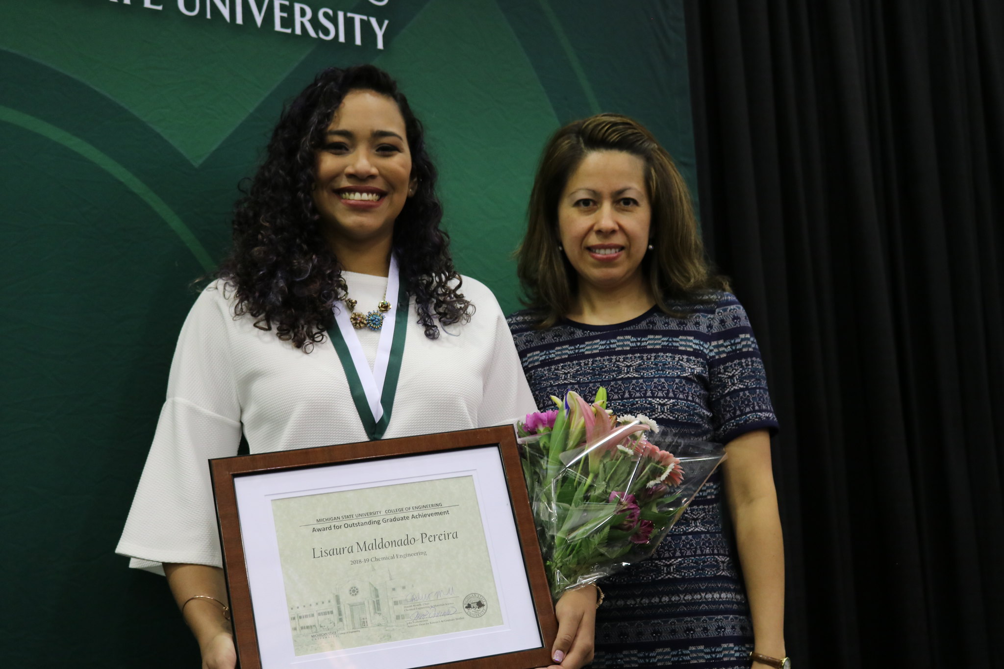 Lisaura Maldonado-Pereira was presented the Outstanding Graduate Student Award in Chemical Engineering. Her advisor is Ilce Medina Meza.