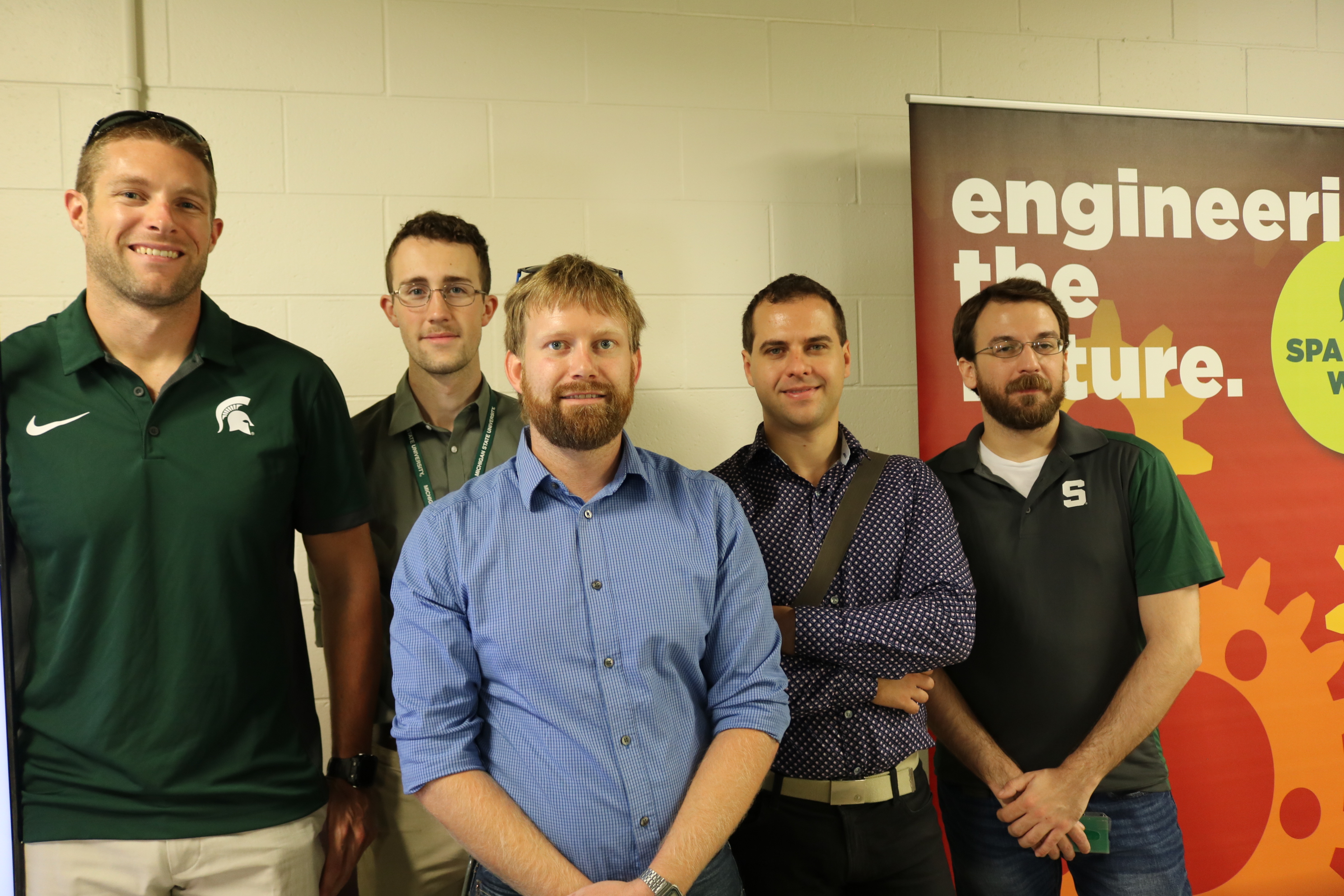 MSU's Composite Vehicle Research Center is just one of the research options for students, including Dan Bartles (PhD), Oleksii Karpenko (post doc fellow) and Erik Stitt (PhD), Ben Swanson (undergraduate), and Eric Tarkoeson (PhD).