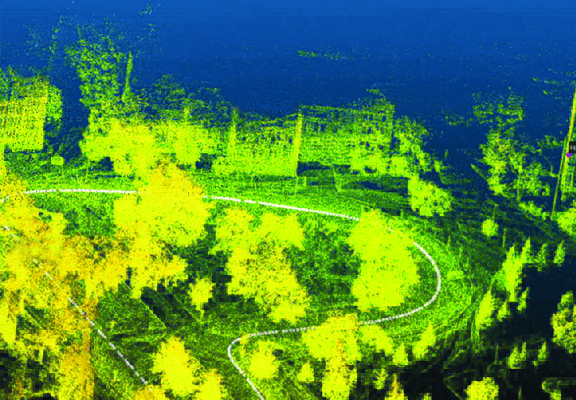 Lidar detection technology captures a precise 3D image of MSU's West Circle Drive.