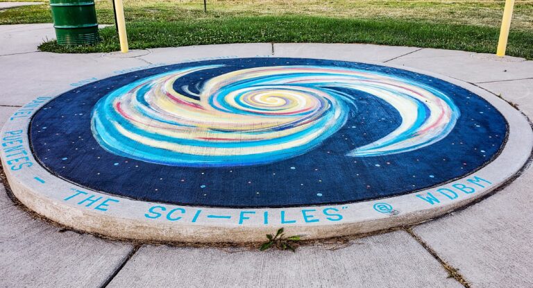 Sci-Files Galaxy - Chelsie Boodoo was commissioned by the City of East Lansing for science-art at Valley Court Park in 2020.