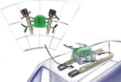 The proposed electric drone will latch on top of public transportation vehicles. (Image: Laura Nicholas)