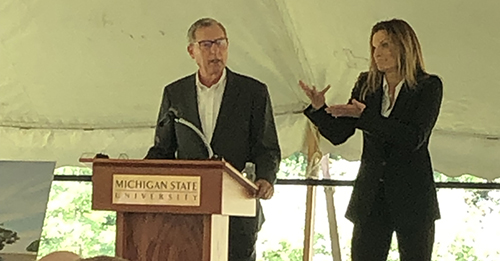 Professor Wayne Dyksen served as emcee at Tuesday's groundbreaking.
