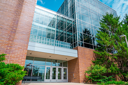 The atrium of the Biomedical and Physical Sciences Building will be lit by transparent solar panels.