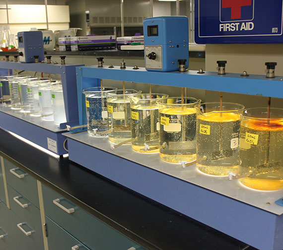 Jar test setup for coagulation and flocculation