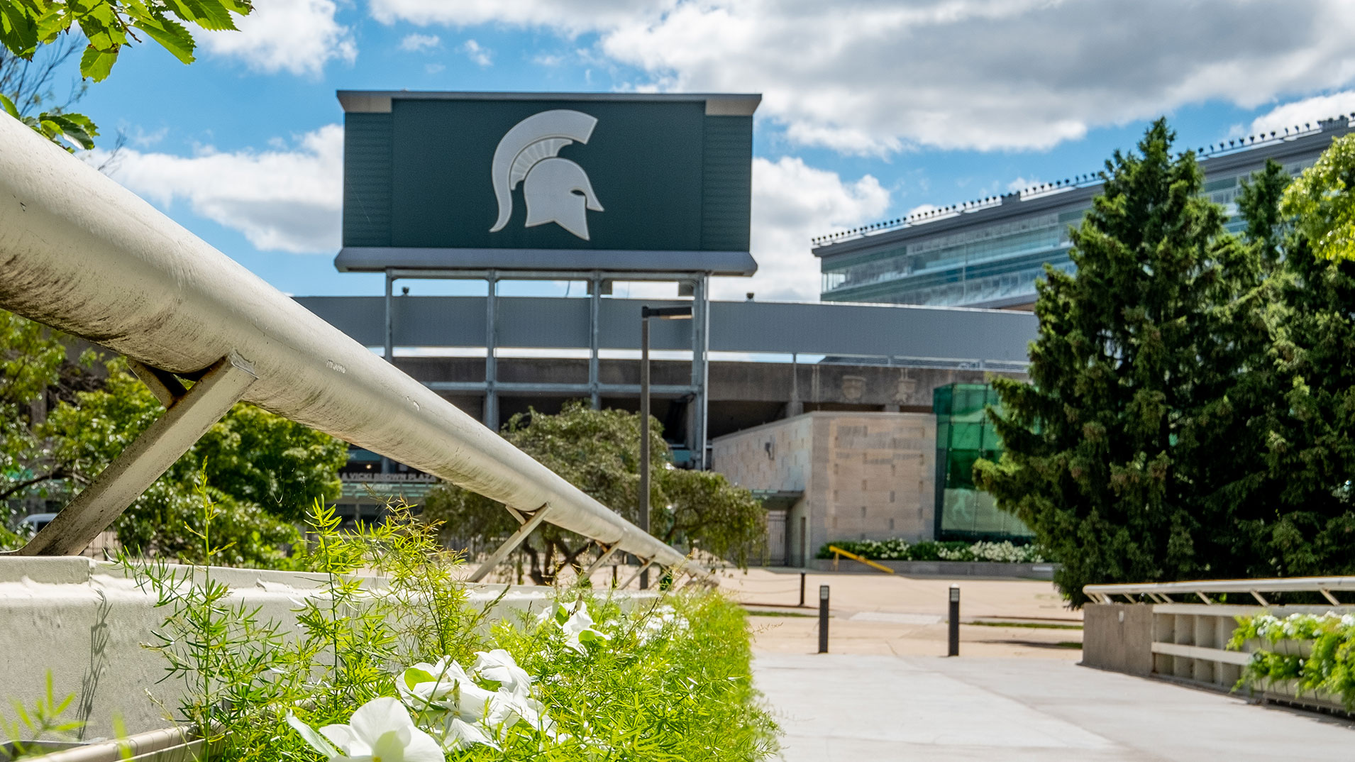 Behind the Spartan Stadium on a sunny cloudy day