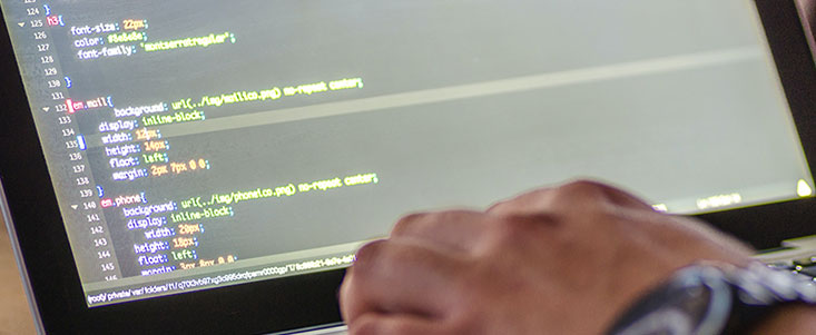 Person writing CSS code