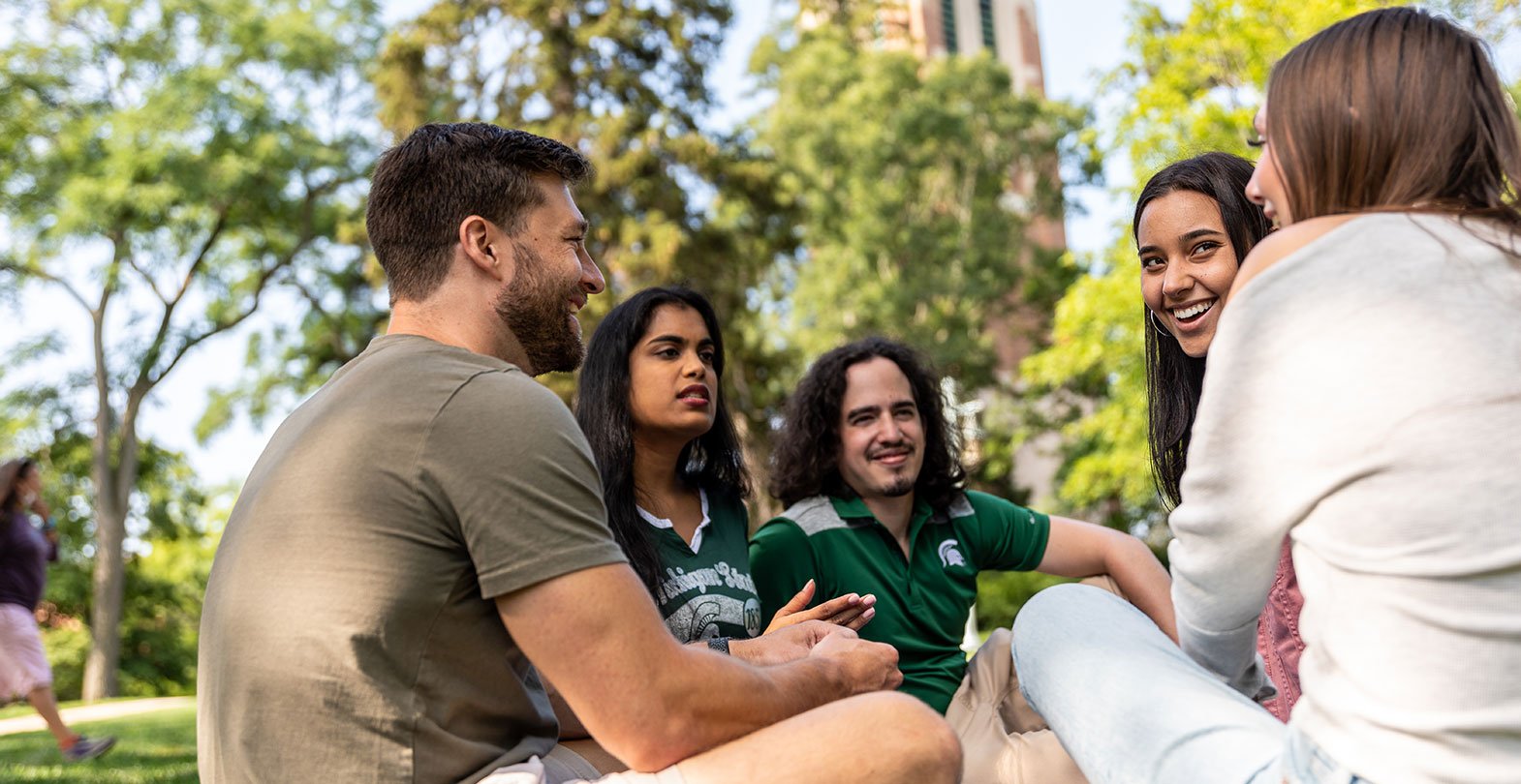 Group of students sitting outside