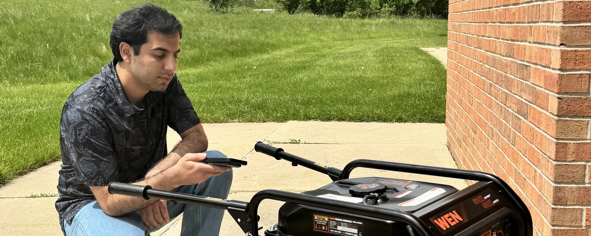 Graphic showing a researcher examining a bicycle with the headline, “AI mechanic could help machines last longer,” 