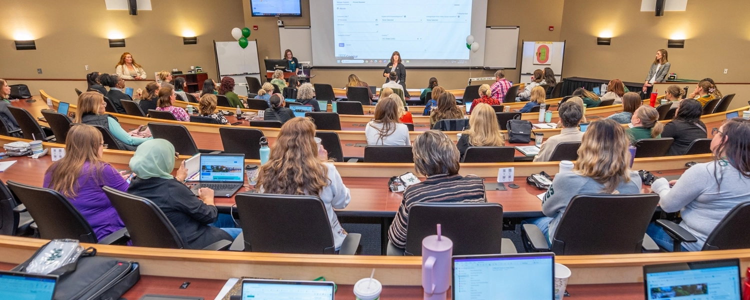 Students watching presentation