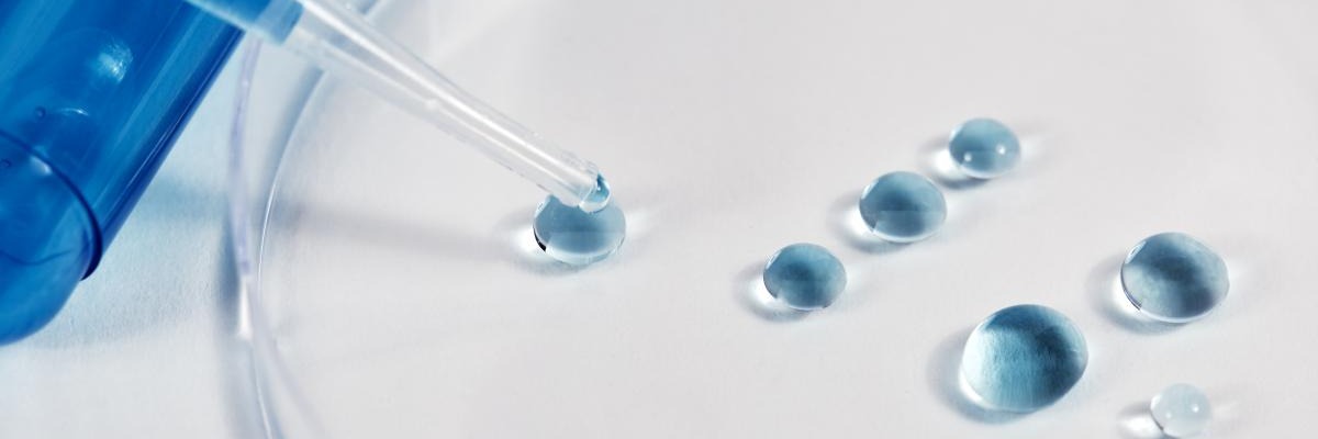 Drops of liquid on dish