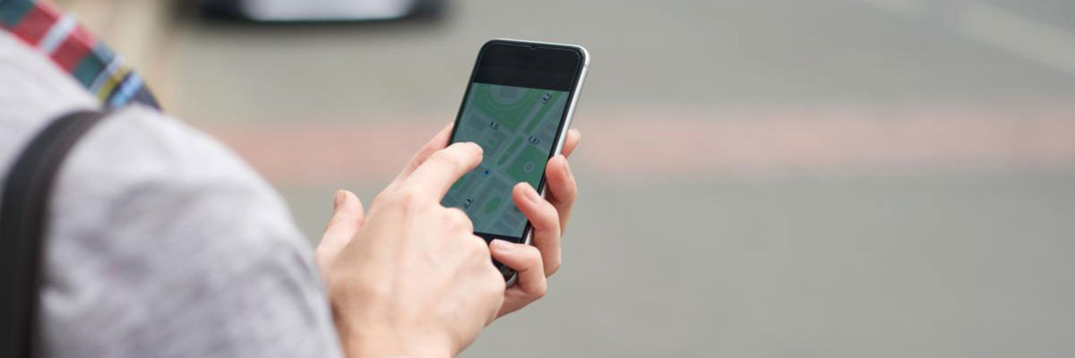Person using GPS app for location assistance