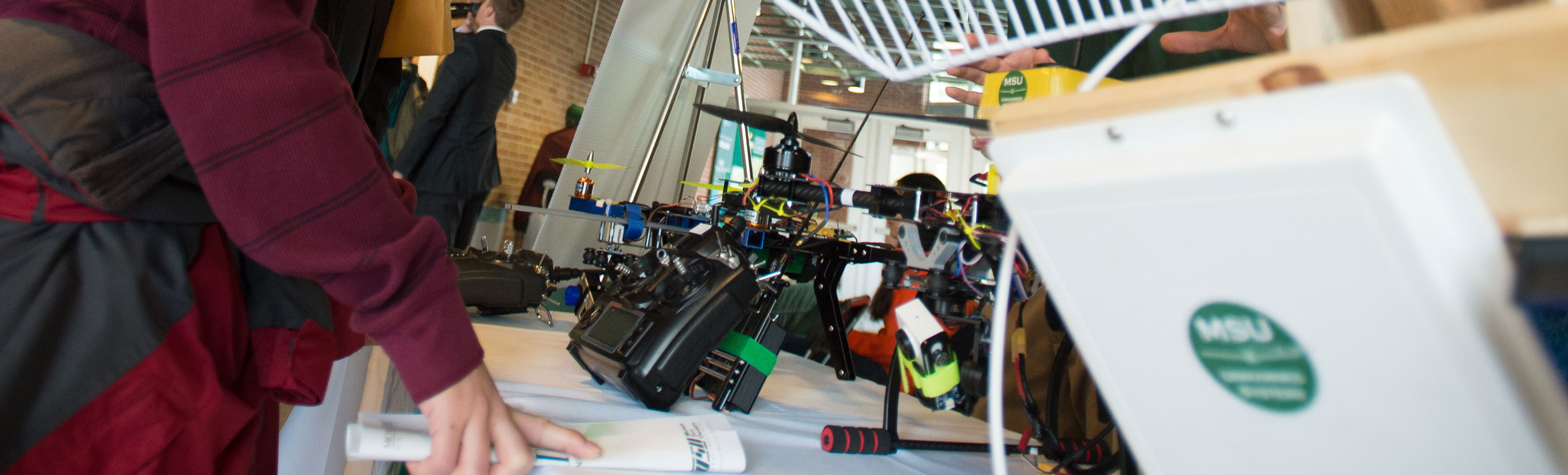 Student working with robotics