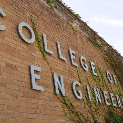 Lettering outside of the College of Engineering