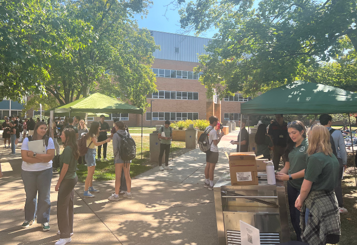 Many companies showing off products to students