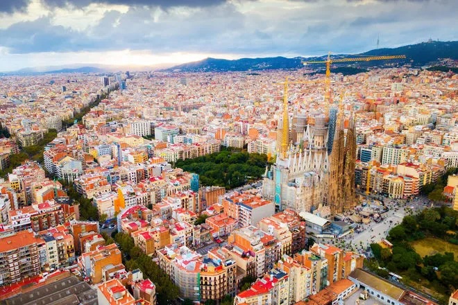 Aerial view of Barcelona, Spain