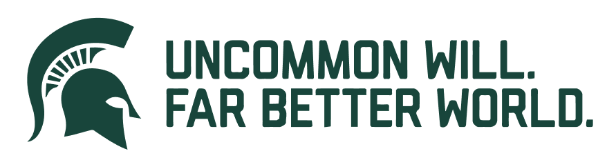 Green Spartan helmet logo next to the text “Uncommon Will. Far Better World.”