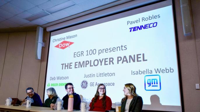 “I designed that”: Alumni return to EGR 100 to connect campus experiences to real-world careers