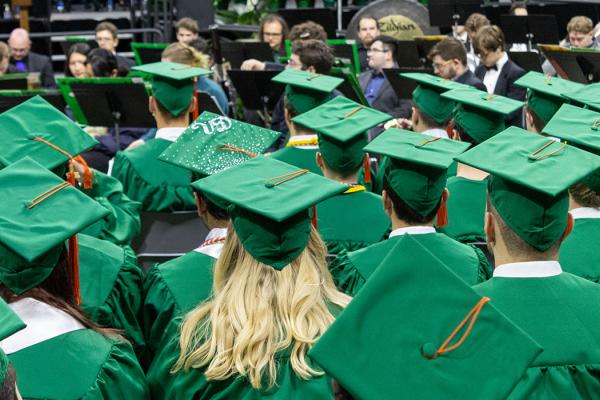 Graduates during commencement