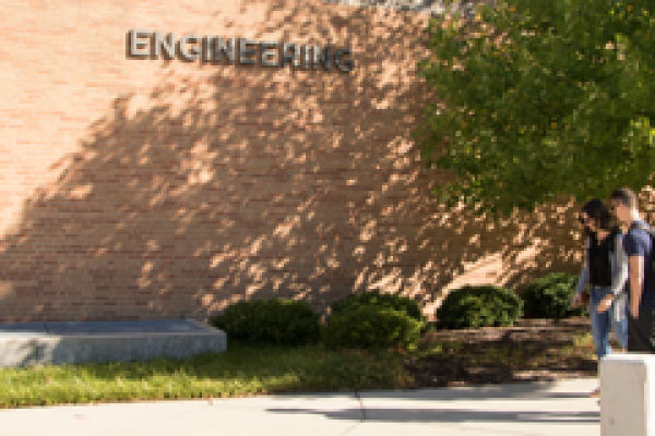 Students walking in front of the EGR building