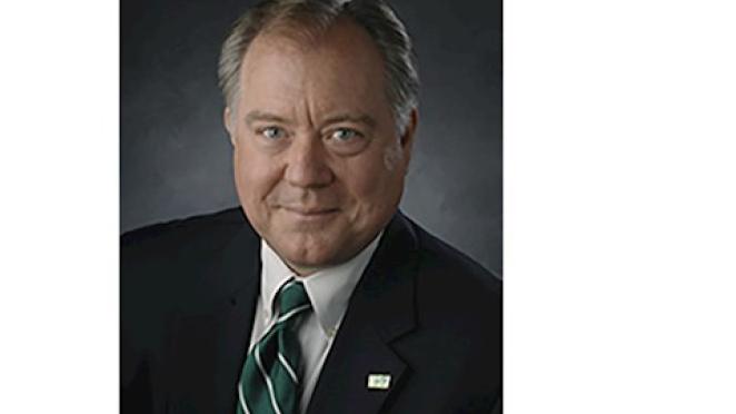 Thanking: Stephen Bates as he retires