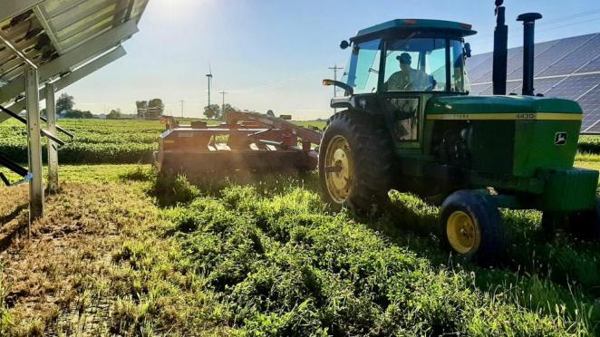 Combining agriculture and solar power to create dual revenues
